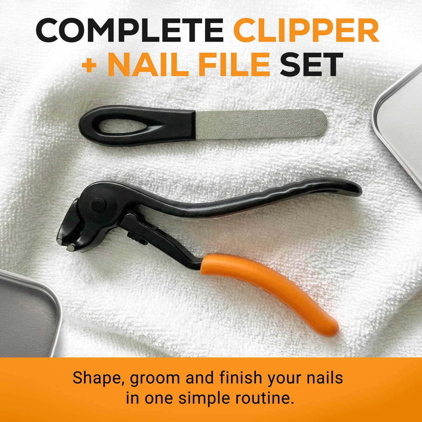 EZPIK Thick Toe Nail Clippers for Seniors with Nail File Set, Ergonomic Nail Cutter with 4.8” Long Handle, Angled Head & Stainless Steel Blades, Comfortable Toenail Clippers for Weak & Arthritic Hands