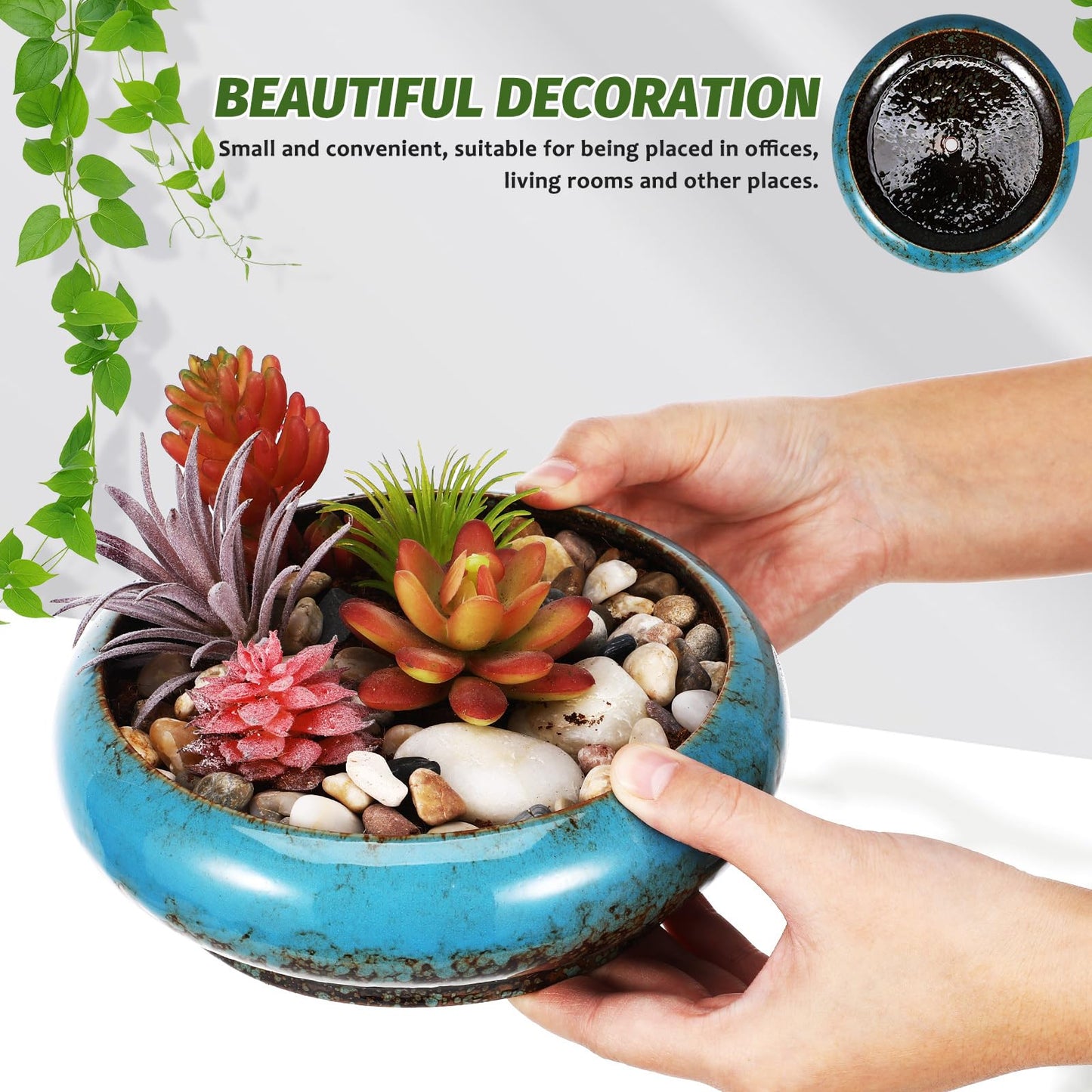 Toddmomy 2pcs Cute Flower Pot with Drainage Ceramic Succulent Planter Bowl Indoor Plant Pot Planter