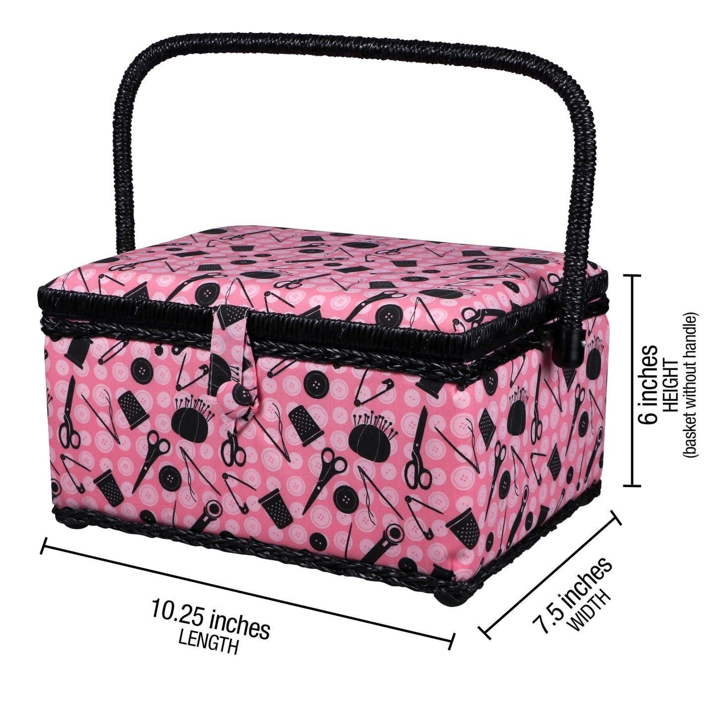 SINGER 07276 Sewing Basket with Sewing Kit Accessories, Pink & Black,