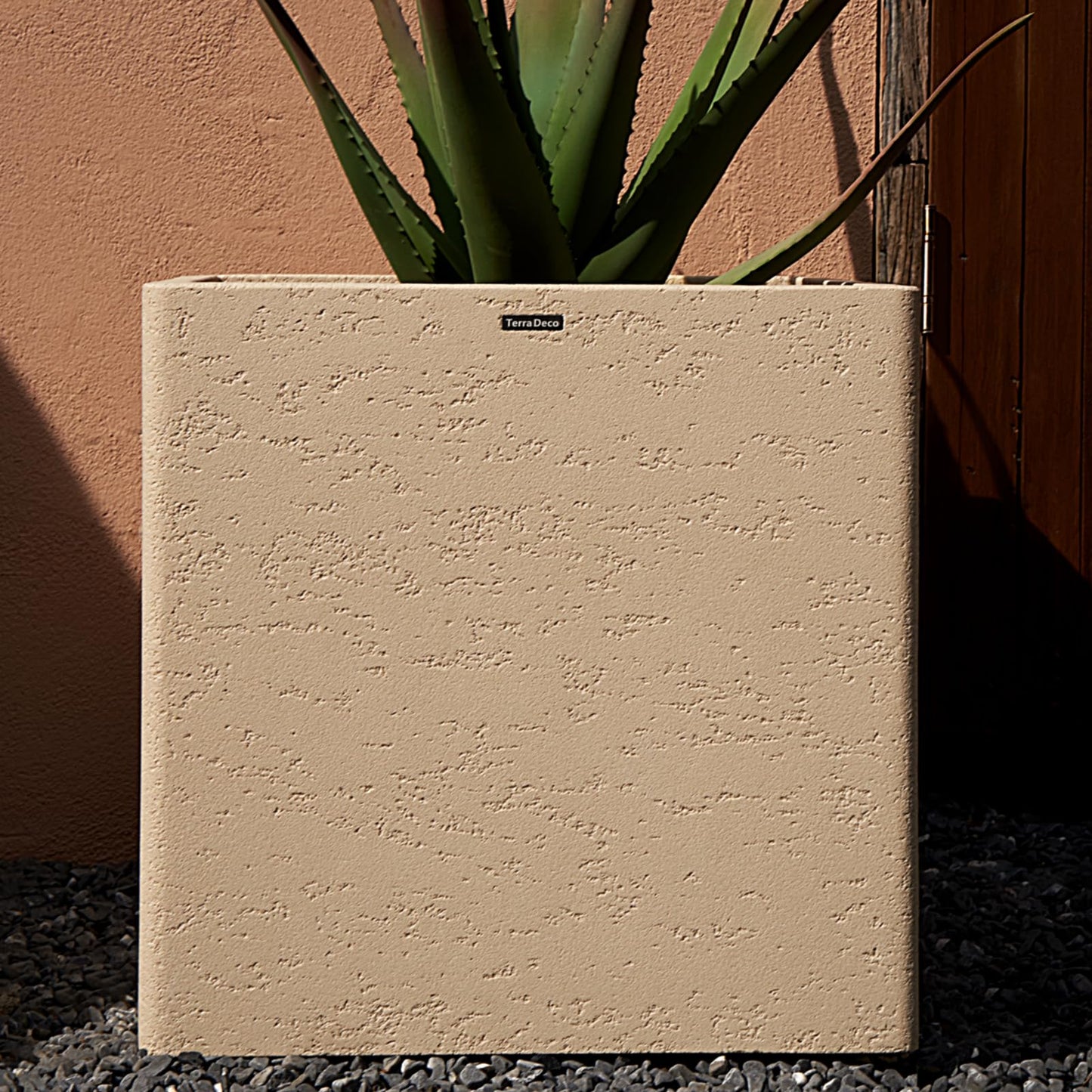 TerraDeco 20 Inch Square Concrete Planter（20Lx20Wx20H，48 Pounds）,Durable All-Weather Use with Drainage Holes,Large Square Planter for Outdoor Indoor Plants