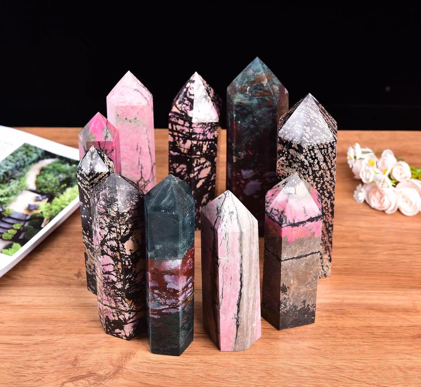 Ocean Jasper Stone Tower Obelisk Healing Crystal Wand Large Reiki Meditation Stone Gifts 2.2-2.8 LBS