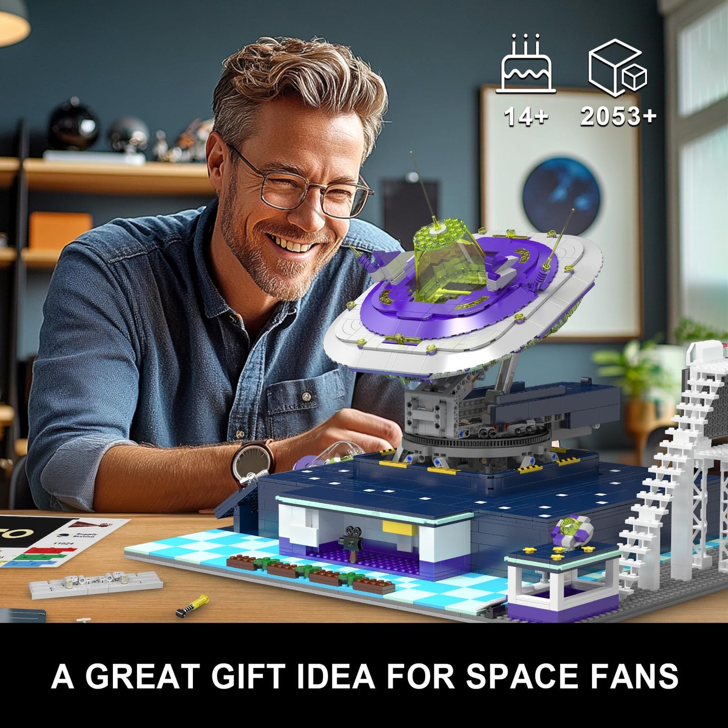 Mould King Spaceship Building Sets, Flying Object Model Kit, Collectible Home Decoration Building Set, Creative Play Space Toy Gift for Teens Adults(2053 PCS)