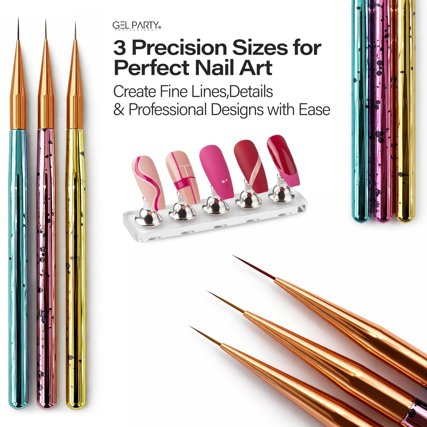 GELPARTY Flexible Nail Practice Hand with Table Clamp - Full Training Starter Kit for Acrylic & Gel Nails, Includes 200pcs Brown Tips, Clippers, Files & Brushes - Professional Manicure Set (Set B+)