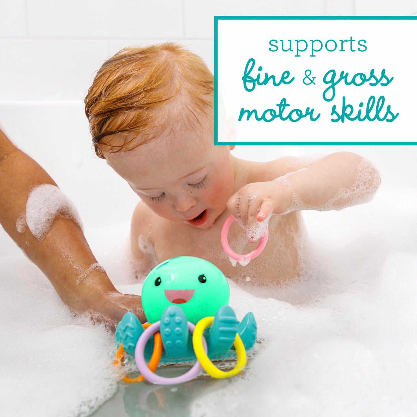 Infantino Light Up Ring Catcher - Illuminating Octopus with Five Tossing Rings for Fine & Gross Motor Skills in Babies & Toddlers, 6M+