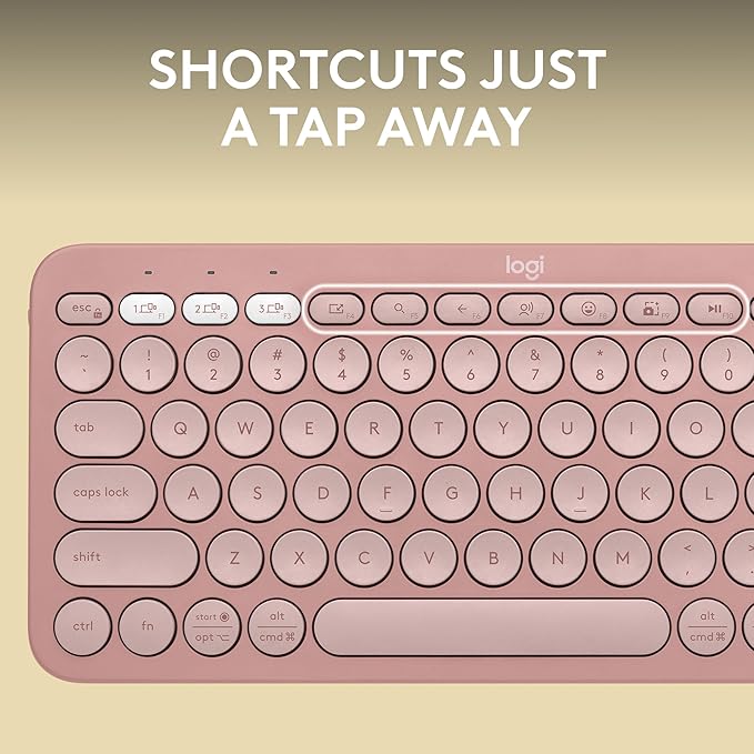 Logitech Pebble Keys 2 K380s, Multi-Device Bluetooth Wireless Keyboard with Customizable Shortcuts, Slim and Portable, Easy-Switch for Windows, macOS, iPadOS, Android, Chrome OS - Tonal Rose
