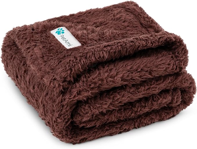 PetAmi Soft Plush Sherpa Dog Blanket for Pet Cat, Large 40x60, Beige