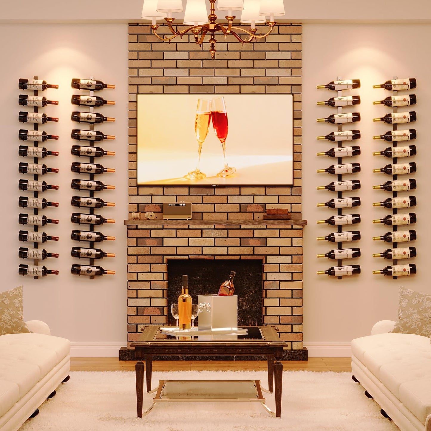 2 Pack 12 Bottle Wall Wine Rack for 24 Wine Bottles, DIY Detachable Wall Mount Wine Rack, Wine Storage Organizer Display Holder Used As One or Four, for Dining Room, Wine Cellar, wine lover gift