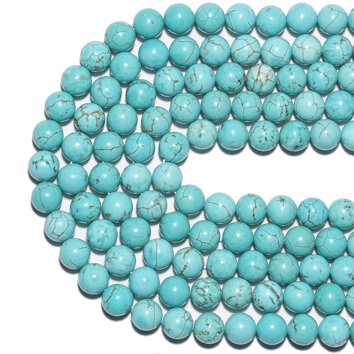 8mm Natural Blue Turquoise Gemstone Beads Polished Round Smooth Stone Beads for Bracelets Jewelry Making 15inch Loose Beads
