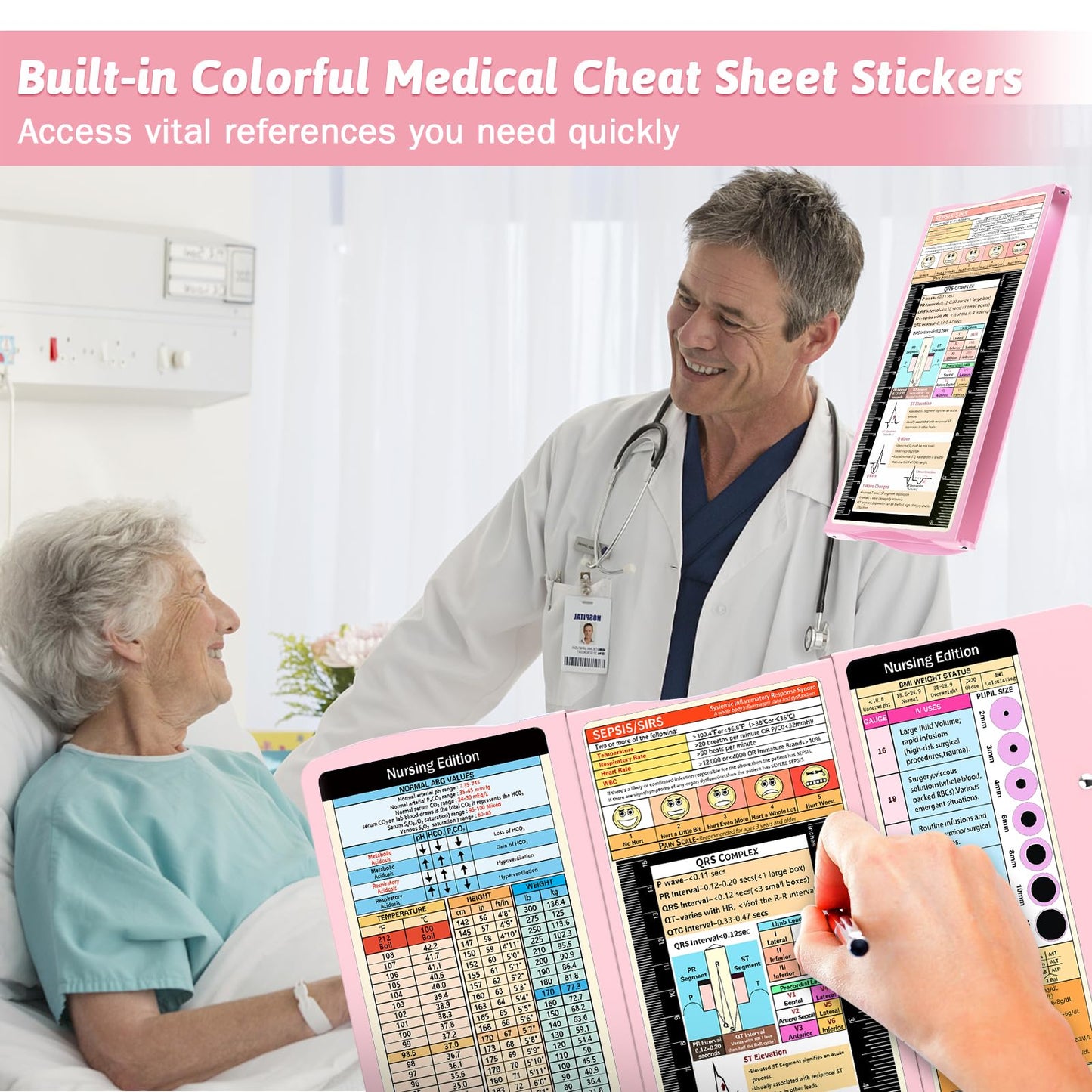 Nursing Clipboard Foldable Clipboard Medical: Edition Cheat Sheets Aluminum 3 Layers Foldable Clipboards Nursing Pocket Size Profile Clip Nurse Clipboards Notepad for Nurses Students and Doctors