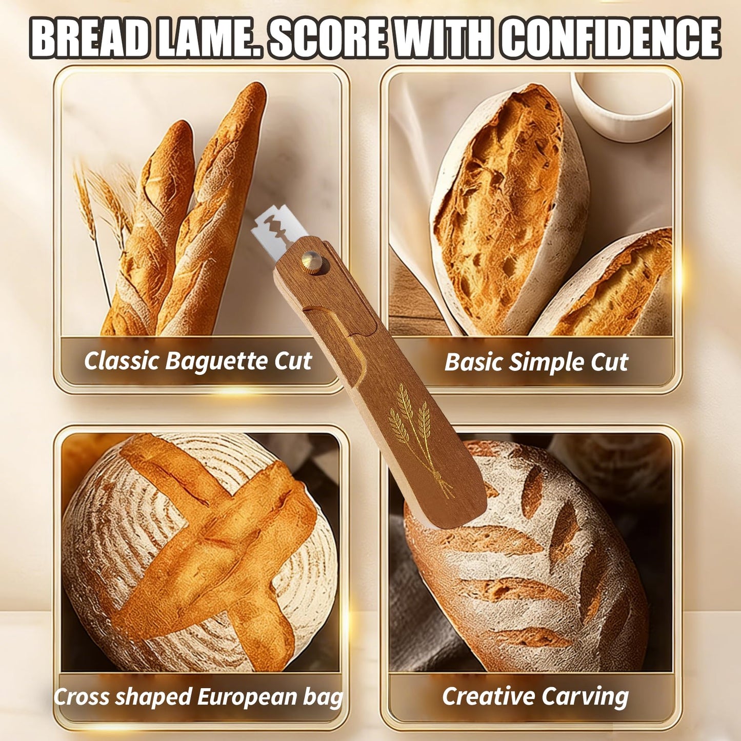 RuruPura Bread Lame Dough Scoring Tool, Upgrade Bread Scoring Tool for Sourdough Bread Baking, Sourdough Scoring Tool for Homemade With 10 Razor Blades
