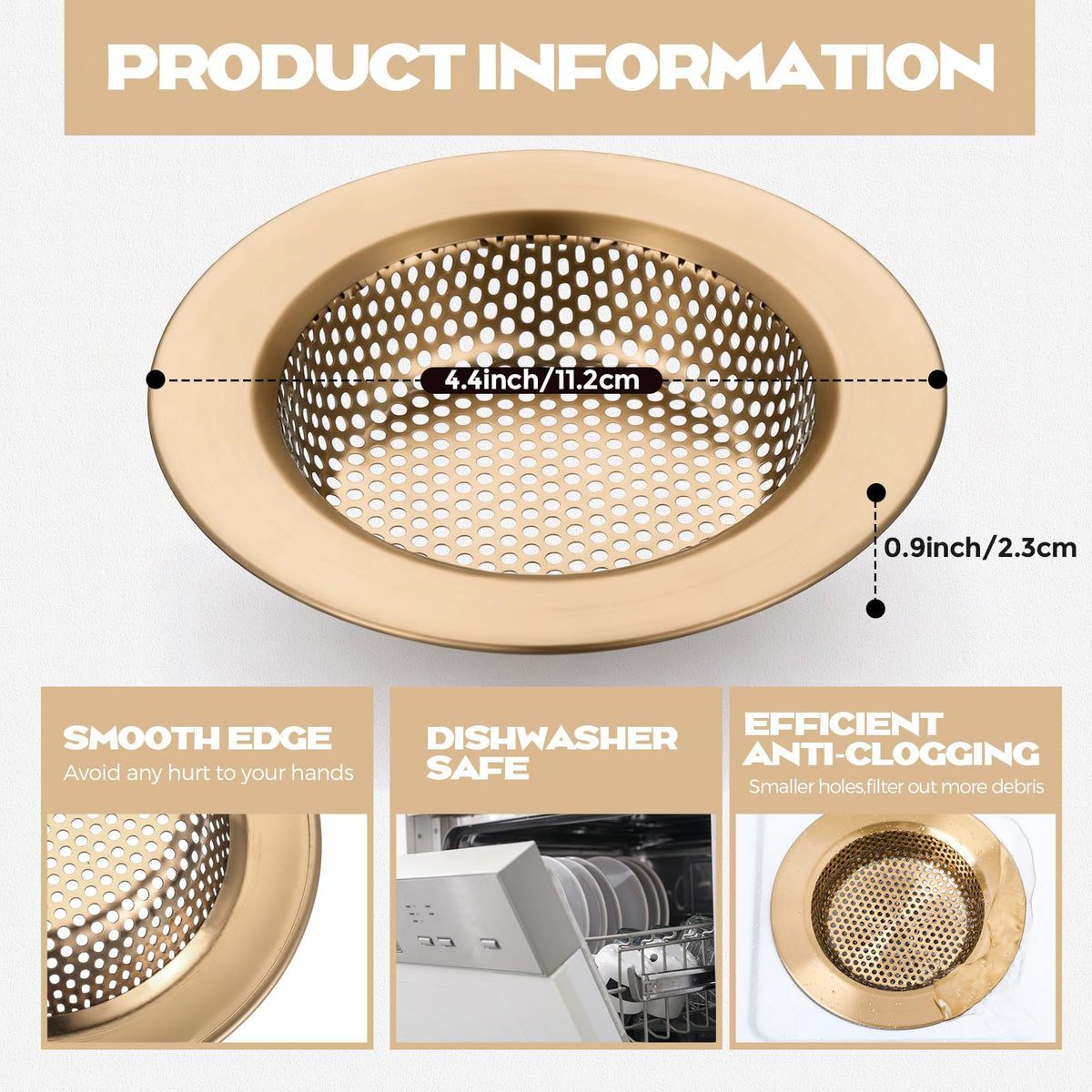 2 Pcs Kitchen Sink Drain Strainer 4.4 Inch (2 Count)