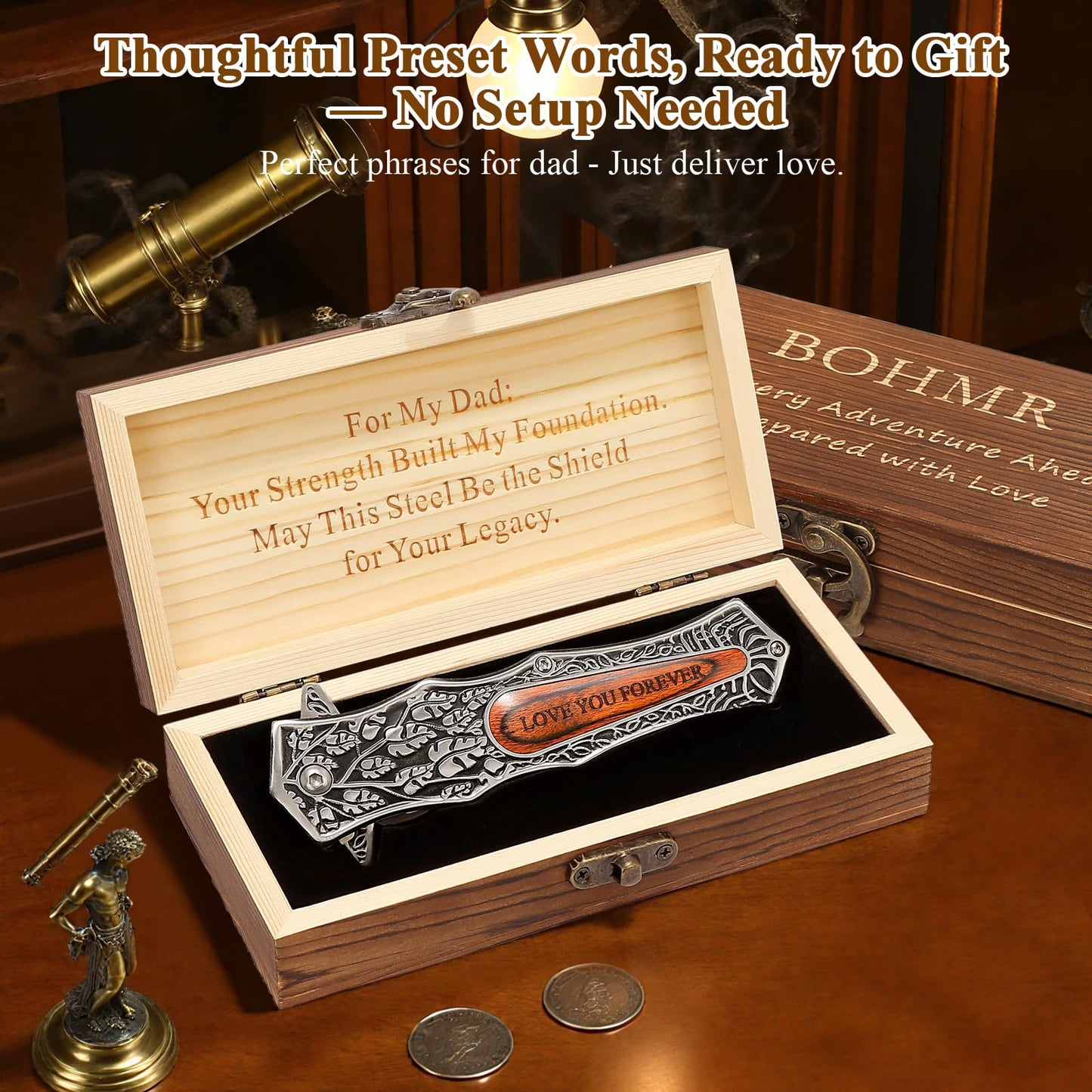 Birthday Gifts For Dad, Personalized Gift For Dad On Christmas And Father'S Day, Multitool Engraved Pocket Folding Knife With Gift Box For Father, Cool Idea Presents For Daddy From Daughter & Son