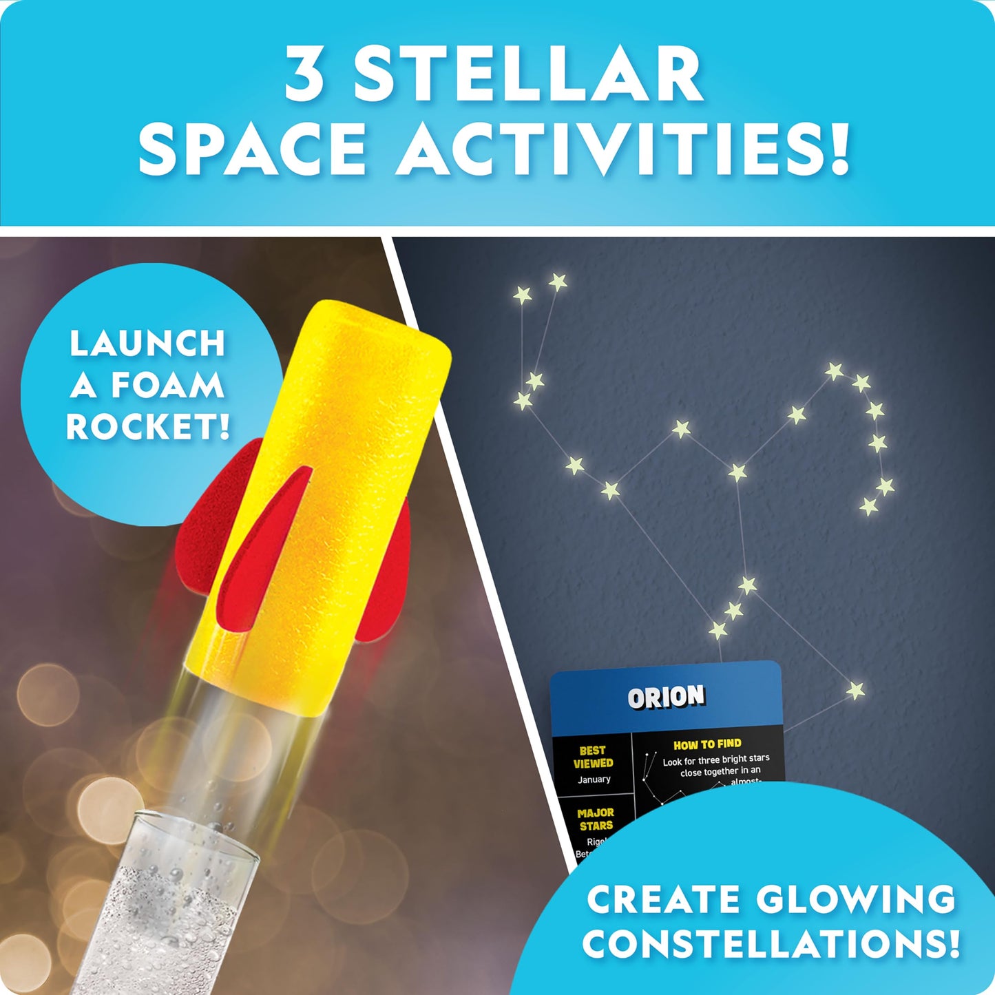 National Geographic Mega Space Activity Kit - Glow in The Dark Science Craft Kit for Kids with 100+ Pieces, Launch a Rocket, Create Glowing Constellations, Paint a Solar System & More