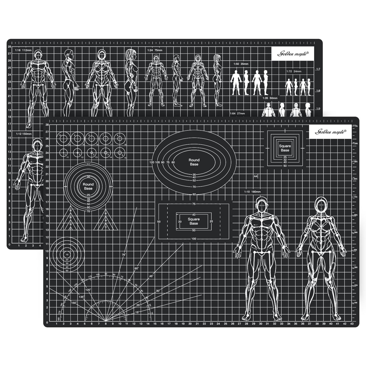 Golden Maple Self Healing Cutting Mat, 5-Layer Double-Sided PVC Non-slip Miniature Model Cutting Mat for Role Play, Board Game, Crafts, Wire Armature Sculpture, Scale Figure, A3 18'' x 12''