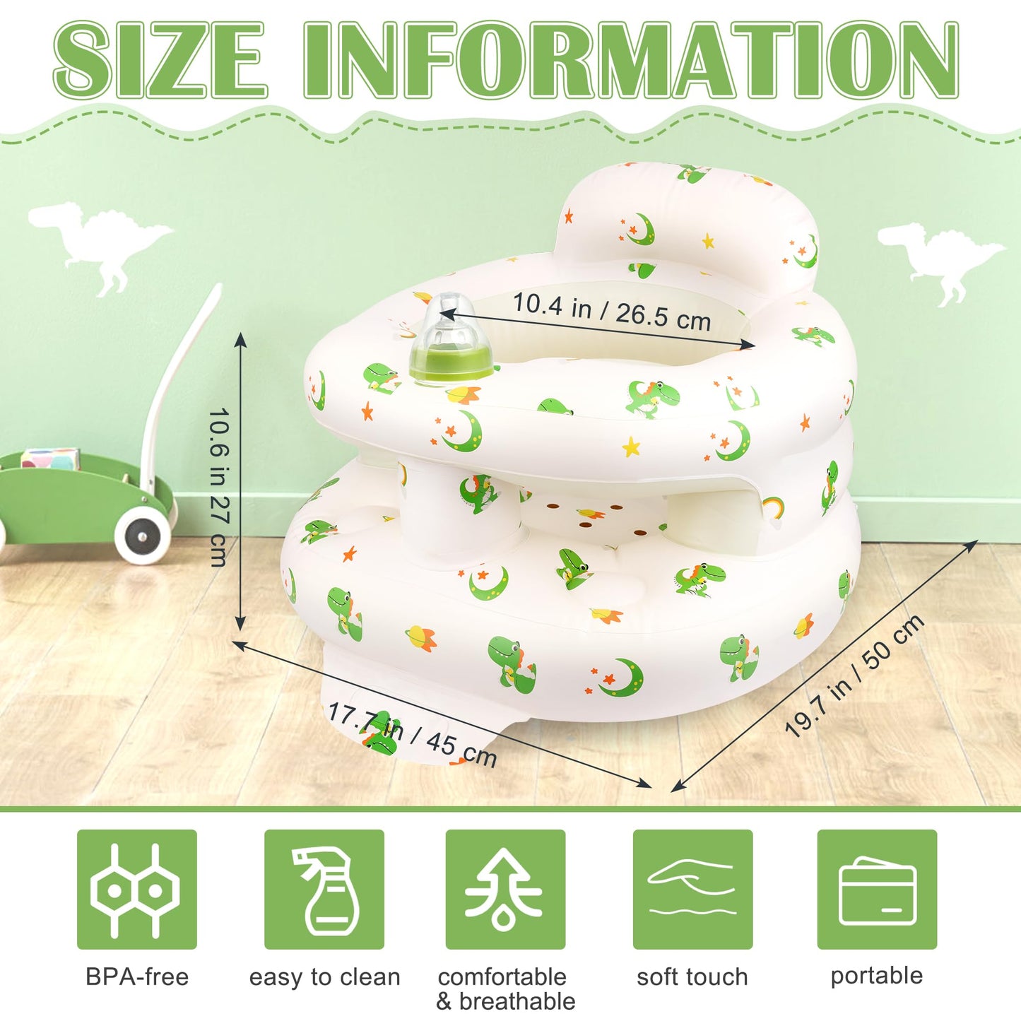 Windspeed Inflatable Baby Seat for 4 to 36 Months with Built-in Air Pump Infants Sit Me Up Floor Seat for Baby Inflatable Sitting Up Chair with Back Support for Learning Sit/Feeding
