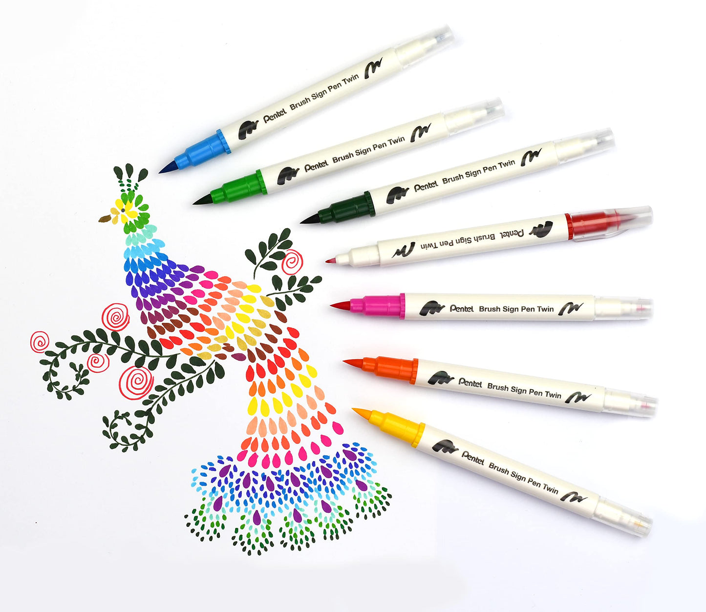 Pentel SESW30C-30 Brush Sign Pen Twin, 30 Colour Set, Fibre Tip Pens with Two Flexible Tips, Water-based Ink, Assorted, Pack of 30
