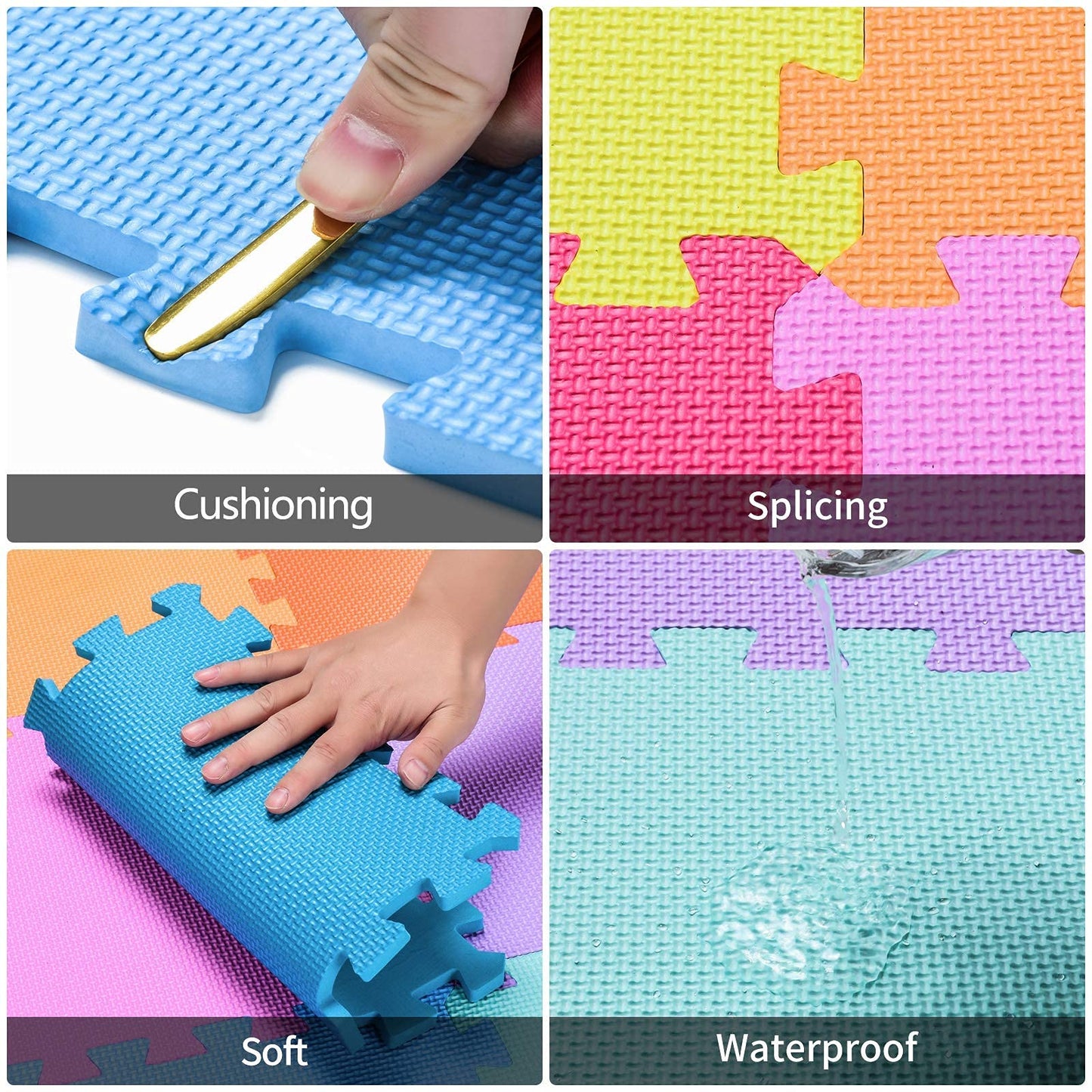 qqpp EVA Rubber 18 Tiles Interlocking Puzzle Foam Floor Mats - Baby Play Mat for Playing | Exercise Mat for Home Workout. Blue. QC-Gb18N