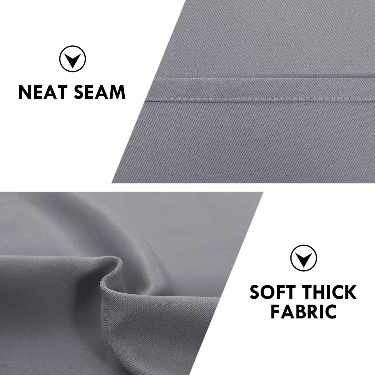 Blackout Curtains for Bedroom Living Room 52 x 45 Inch Long Grey (2 Count)