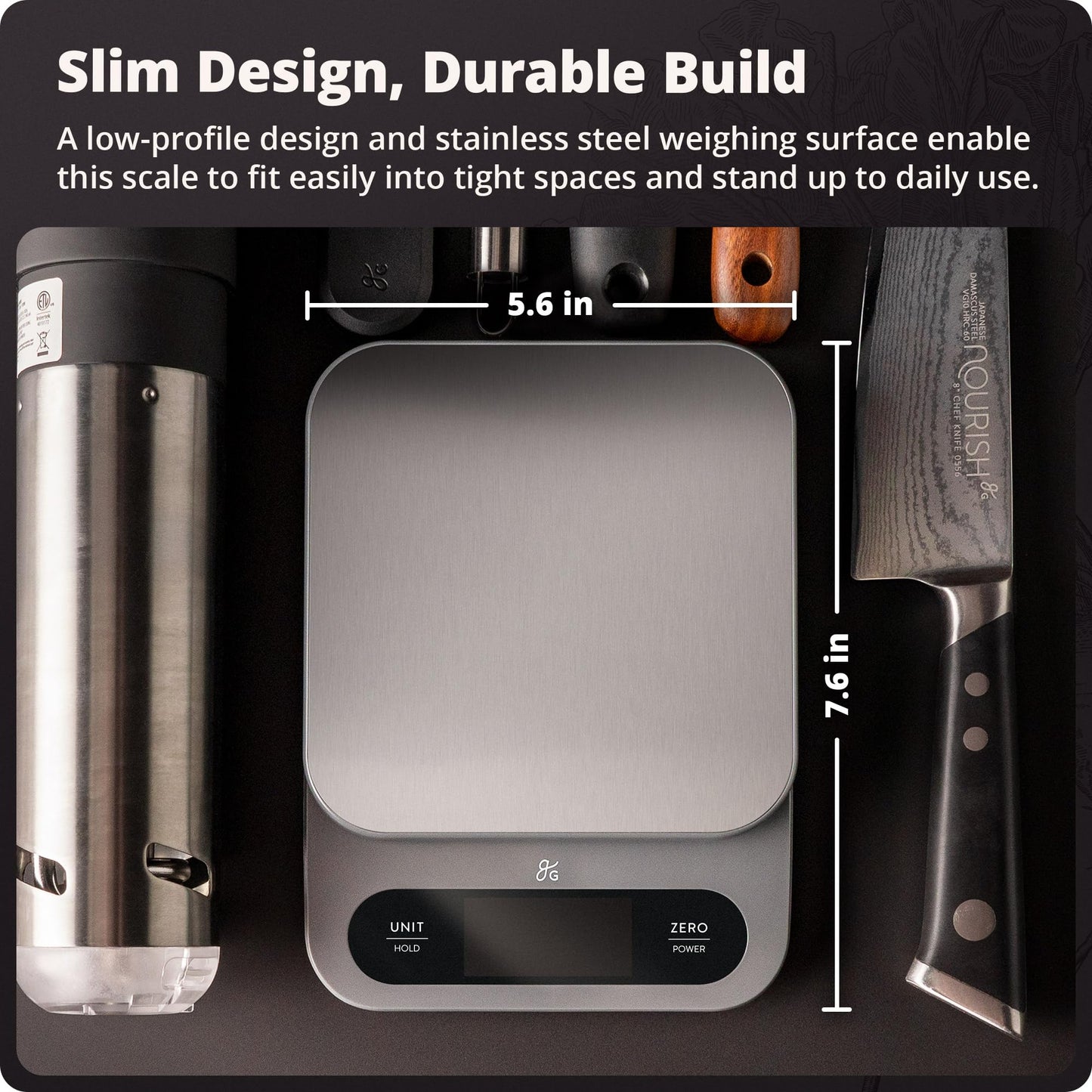 Greater Goods Digital Food Scale for Kitchen & Baking, 10kg/22lb High-Capacity Weight Scale with 1g Precision, Stainless Steel Platform, Hi-Def LCD, Ideal for Bread, Sourdough & Bulk Cooking