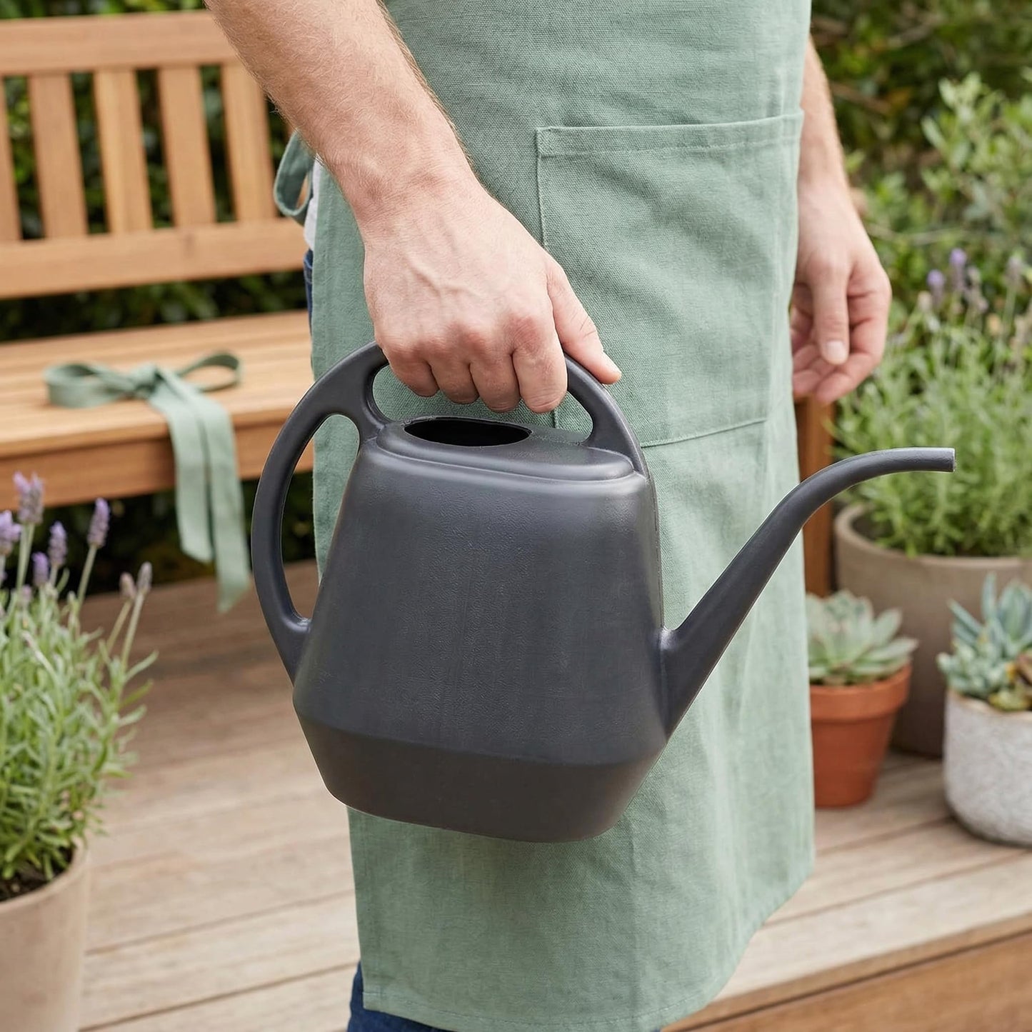 Fasmov Plastic Watering Can, Grey, 1-Gallon