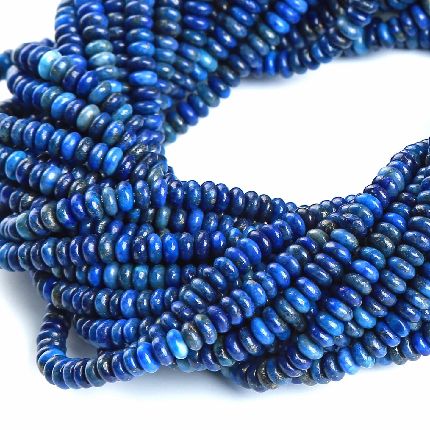 150PCS 2x4mm Natural Lapis Lazuli Rondelle Beads Abacus Disk Stone Beads Round Loose Spacer Gemstone Beads for DIY Bracelet Necklace Jewelry Making