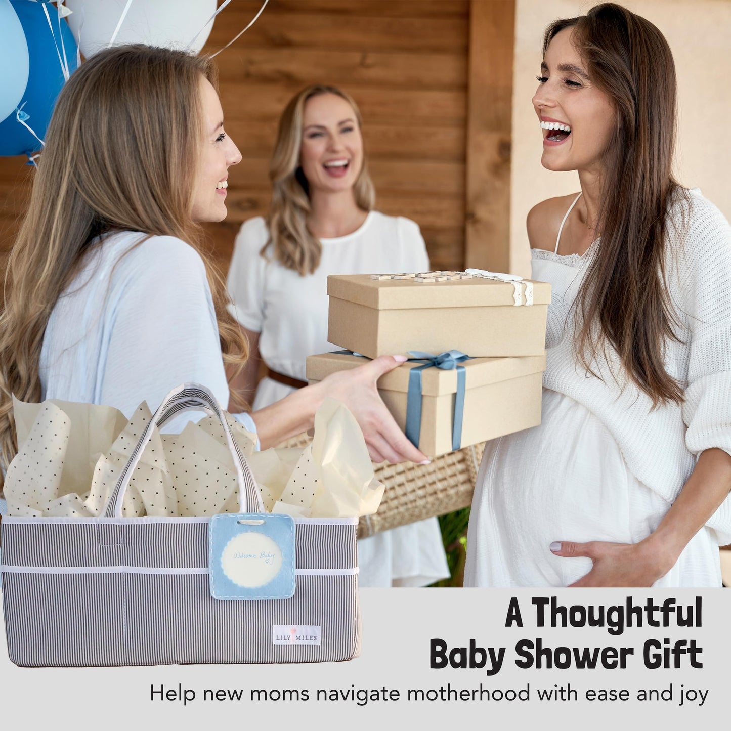 Lily Miles Baby Diaper Caddy Organizer - Large Tote Bag for Newborn essentials Boy or Girl - Baby Shower Basket - Nursery Must Haves - Registry Favorites - Newborn Caddie Car Organizer