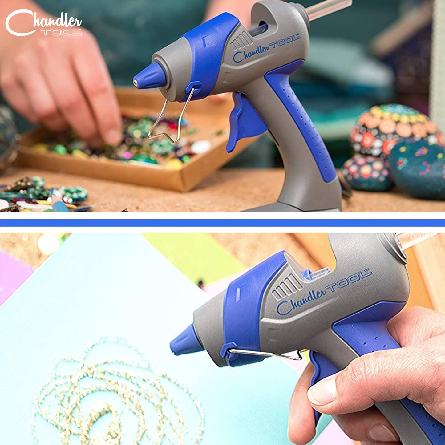 Chandler Tool Mini Hot Glue Gun And Sticks Set for Crafts and DIY Pistola De Silicona Caliente Inalambrica Complete Hot Glue Gun Kit With Glue Sticks (Blue)