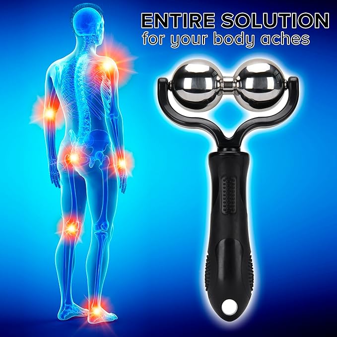 Nobility Massage Ball Roller– Ice Cold and Hot for Deep Tissue and Sore Muscle Relief of Stiffness and Stress, Body, Neck, Back, Foot, Plantar (Double Black)