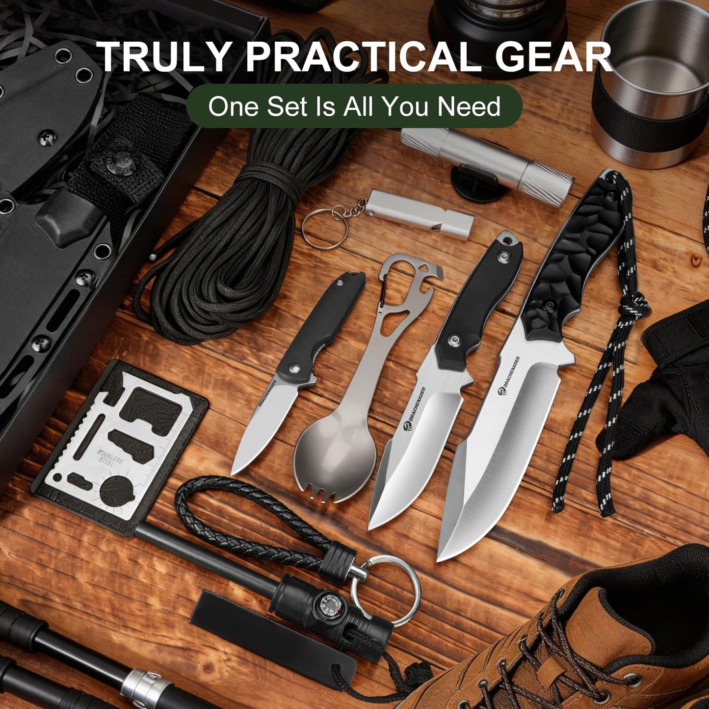 DRACHENADER Outdoor Gifts for Men – Survival Kit & Emergency Gear & Cool Gadgets for Hiking, Camping & Adventure for Husband, Dad, Son