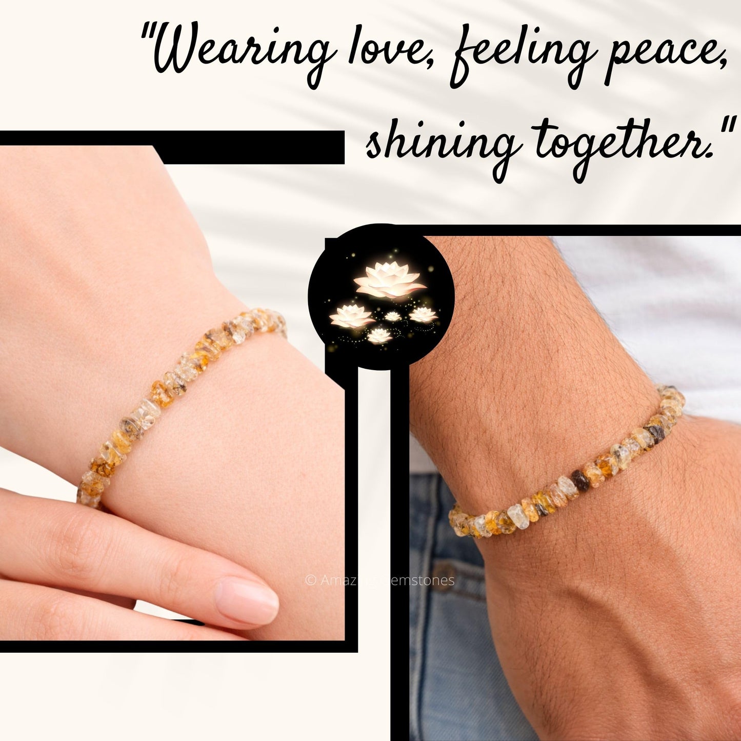 Amazing Gemstone Chips Bracelet (Golden Rutilated Quartz)