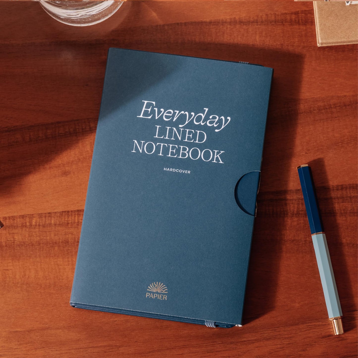Papier Everyday Notebook - Navy, 5” x 8.25” | Lined Journal Book with Expandable Back Pocket | For Note Taking, Journalling, List Making, School, University Essentials or the Office | FSC Paper