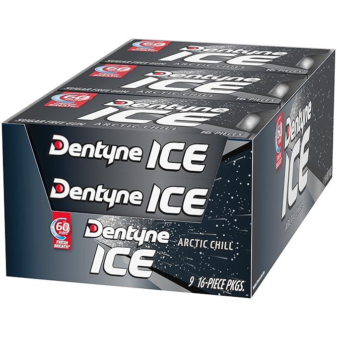 Dentyne Ice Arctic Chill Sugar-Free Chewing Gum, 9 Packs of 16 Pieces (144 Total Pieces)