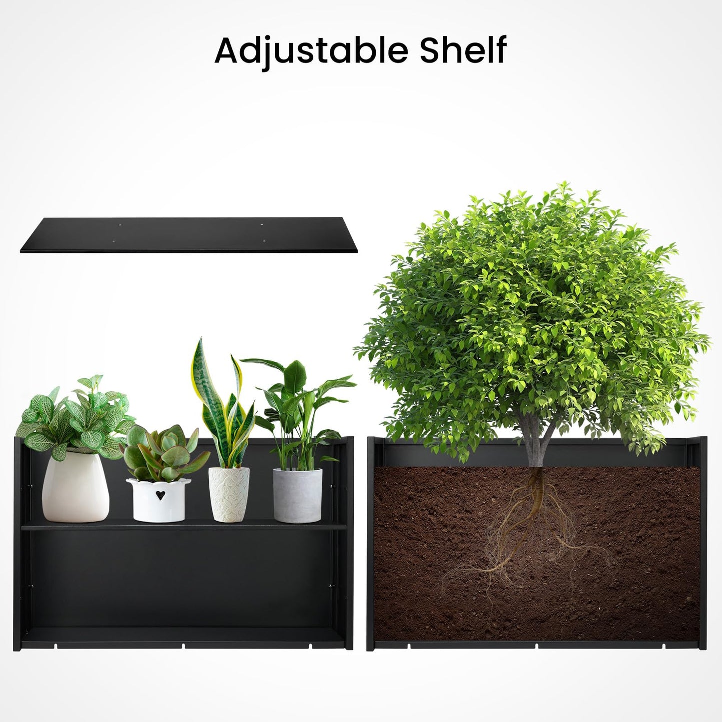 Talustool Adjustable Metal Planter Box 38” x 12” x 30”, Steel Garden Box with Smart Drainage, Heavy-Duty Plant Container Powder-Coated Steel - Perfect for Garden, Patio & Balcony Decor