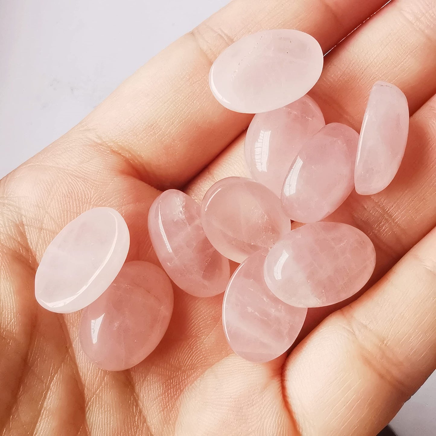 Bacatgem 7 Pcs Rose Quartz Oval Cabochons Flatback Crystal Stone Gemstones Beads for Jewelry Making DIY,18x13mm