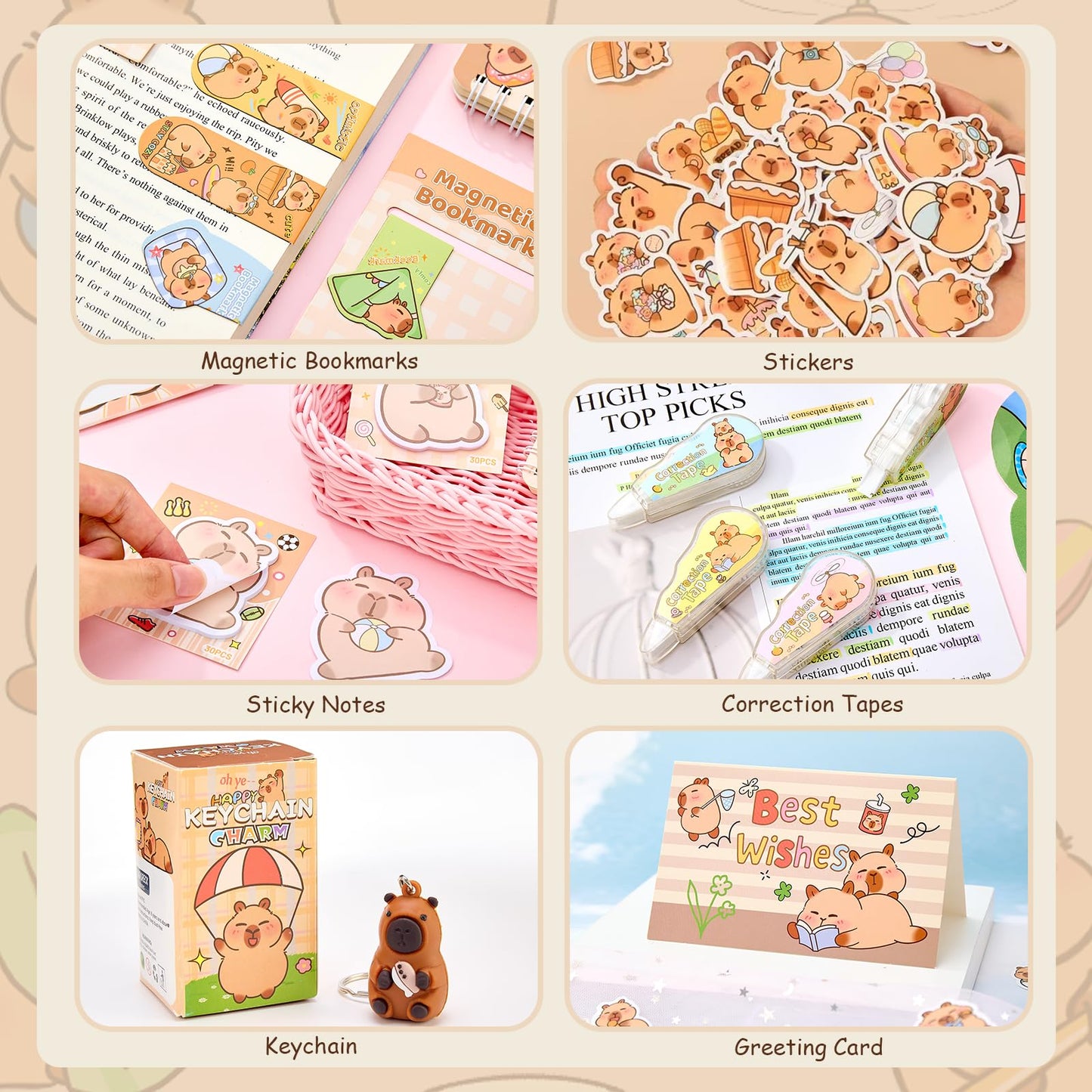 Zadoreck Cute Capybara Stationery Gift Set for Kids,30 Piece Animal Theme School Supplies Kit with Pencil Case,Notebook & Stickers,Practical and Fun for Birthday,Easter& Festivals Gift Girls Boys