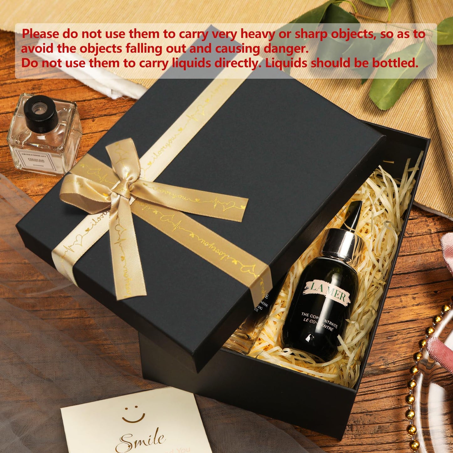 Airuisike Black Gift Boxes with Gold Ribbons & Bows - (3 Sizes) Sturdy Gift Boxes with Lids for Presents - Elegant Gift Wrapping Boxes for Gift Wrapping