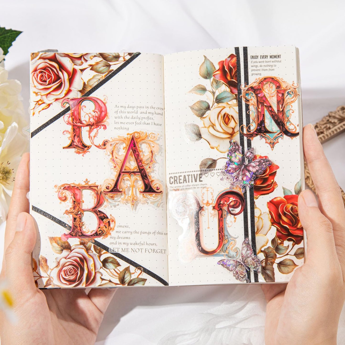 AuriicLeaf Baroque Alphabet Scrapbook Stickers Set, 156PCS Letters Ephemera for Scrapbooking, Junk Journaling, Crafting, DIY Projects, Diaries, and Art Supplies