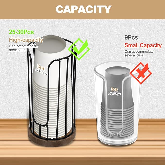 Heightened Rural Style Bathroom Cup Dispenser, Small Disposable Paper Cup Holder, 3oz Disposable Mouthwash Cup Storage Rack, Iron Bathroom