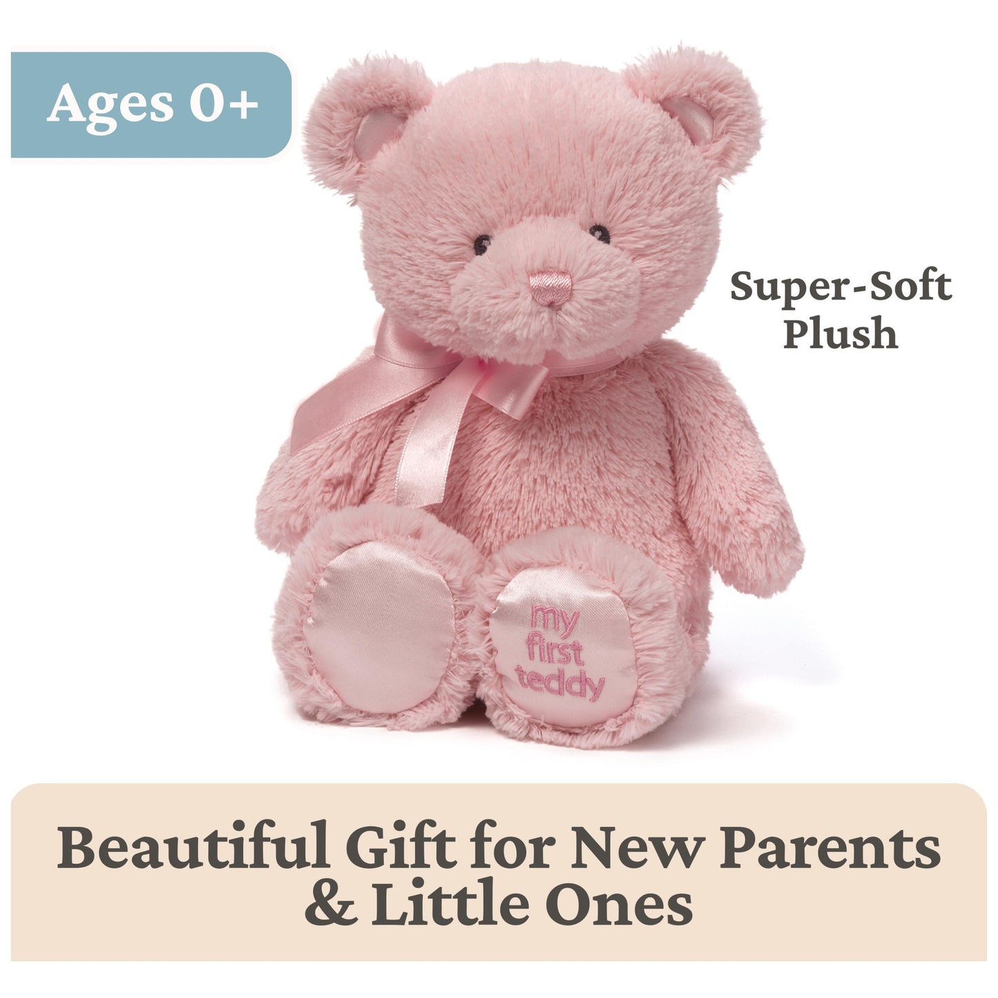Baby GUND My First Teddy Bear, Ultra Soft Animal Plush Toy for Babies and Newborns, Pink, 10”