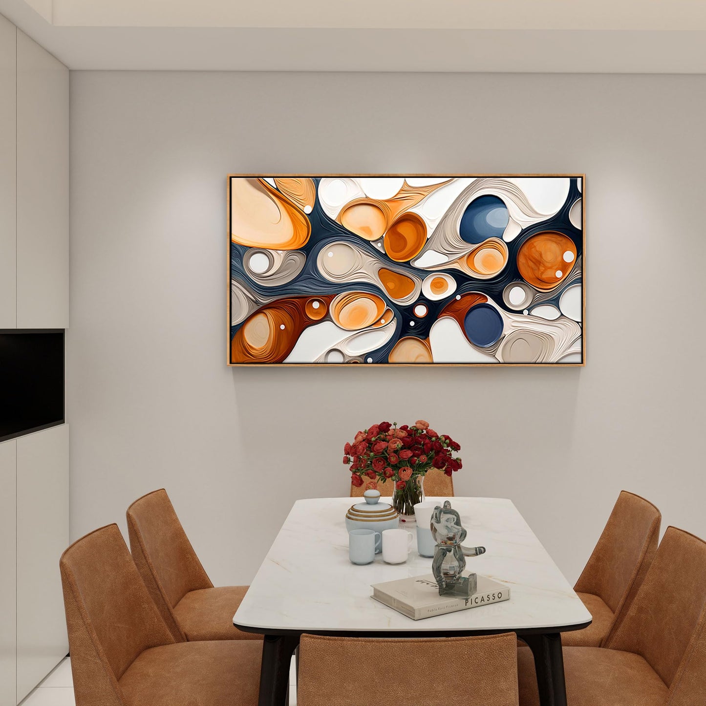XLSJERST Wall Art for Living Room - Elegant Curves Abstract Wall Art Modern Lightness for Office Wall Decor Adorned with an Exquisite Frame for a Touch of Sophistication