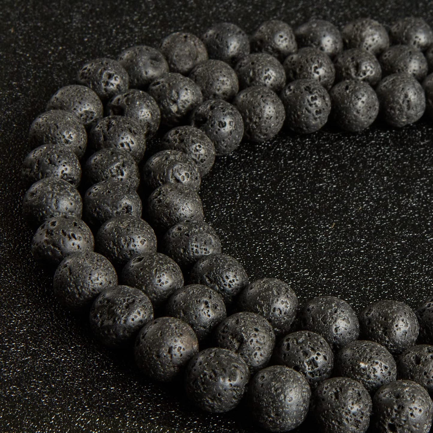 35pcs 10mm Natural Black Lava Beads Gemstone Beads Round Loose Beads for Jewelry Making