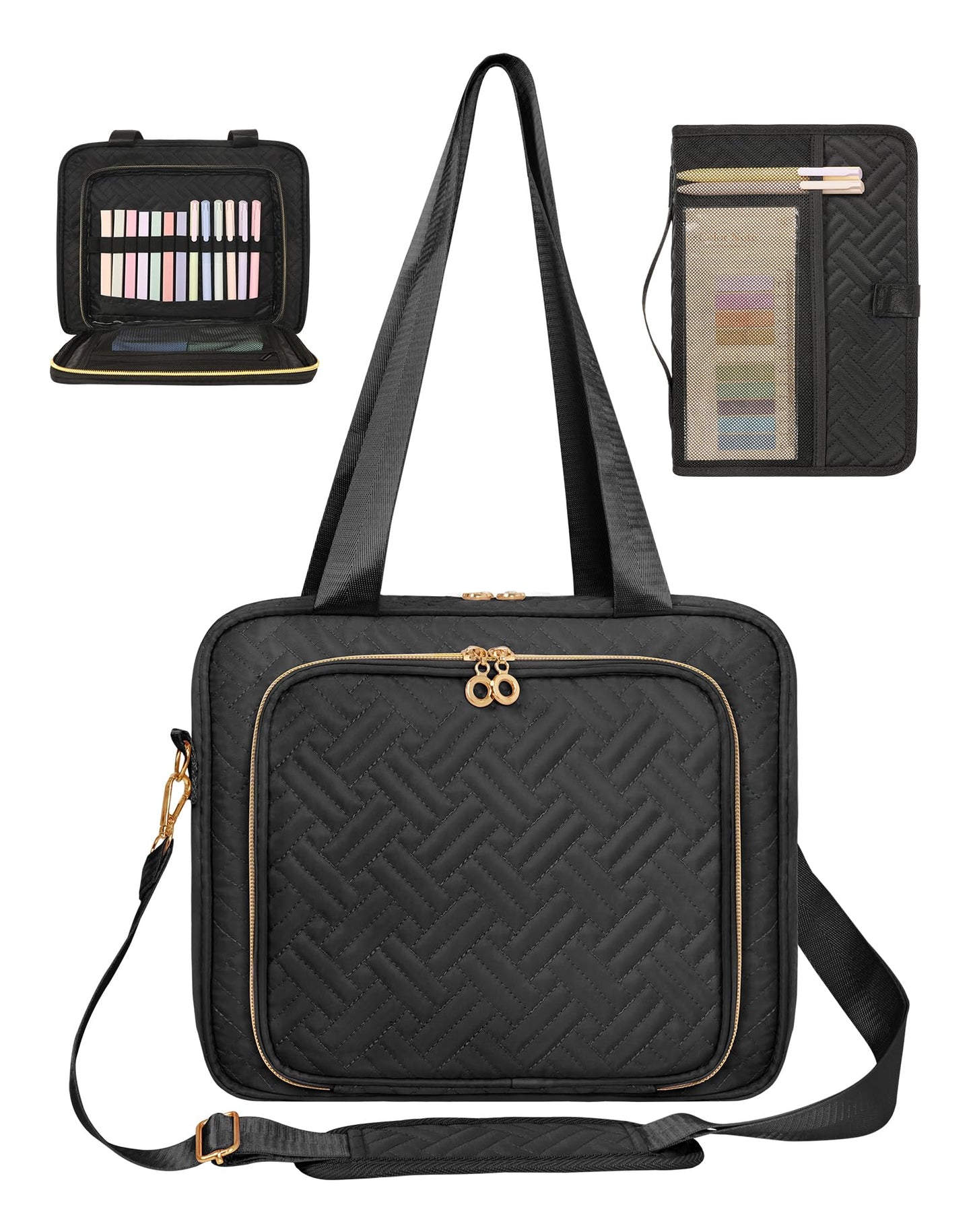 Bible Cover Case for Women, Large Bible Bag and Carrying Case with Zipper & Shoulder Strap, Bible Study Supplies Organizer
