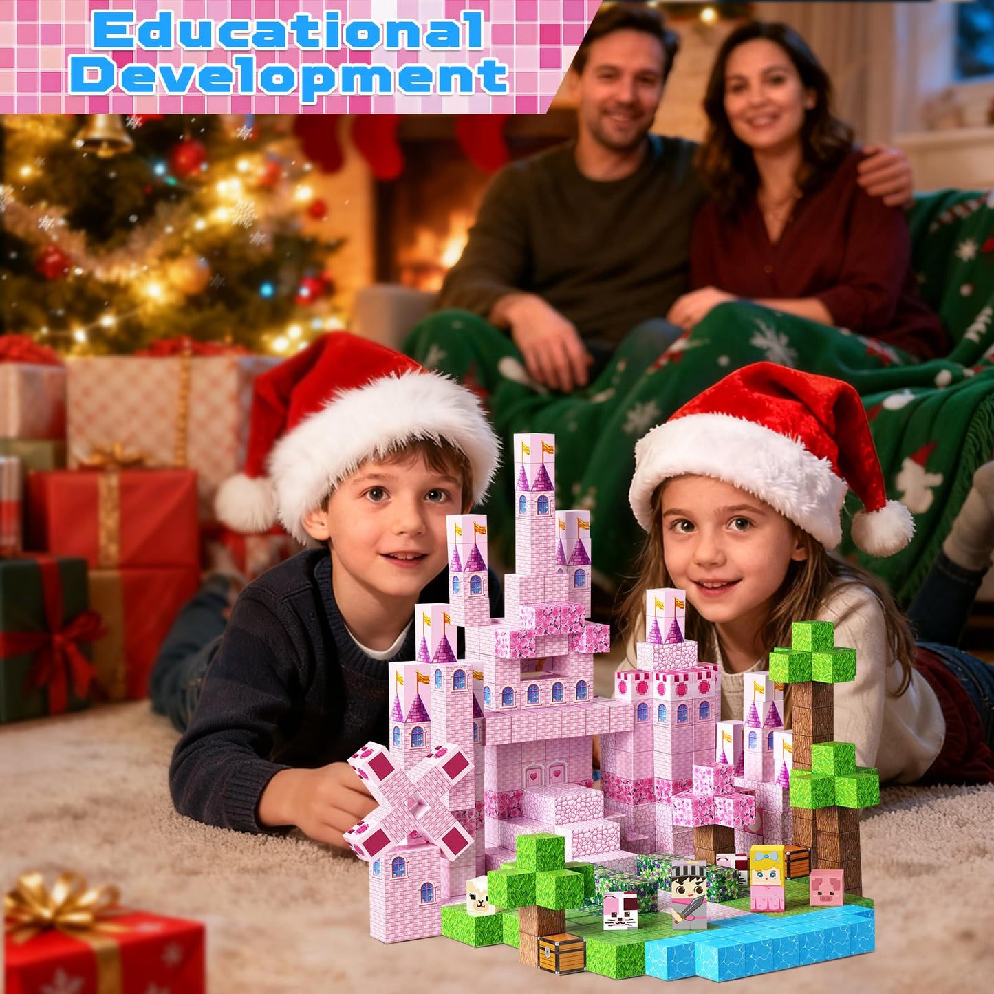 Annexfun Magnetic Blocks-100PCS Magnetic Building Blocks, Princess Castle Building Set, STEM Learning Toys for Kids Ages 3-8
