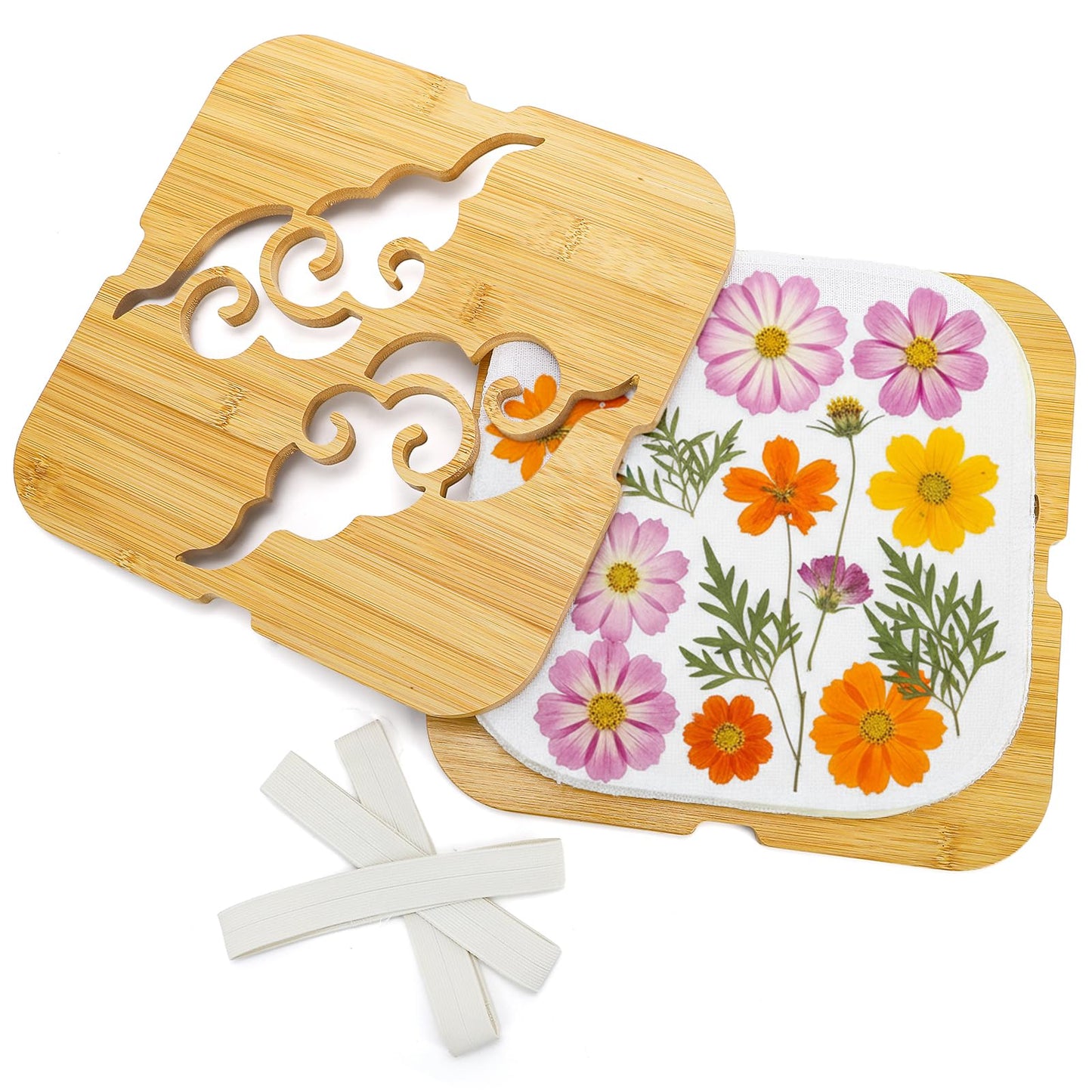 Noamus Extra Large Flower Press Kit, 11" x 11" Bamboo Floral Pressing Tool, 4 Layers Plant Preservation Kit, Dried Leaf Making DIY Set with Storage Bag for Resin Arts, Scrapbooking, Adults and Teens