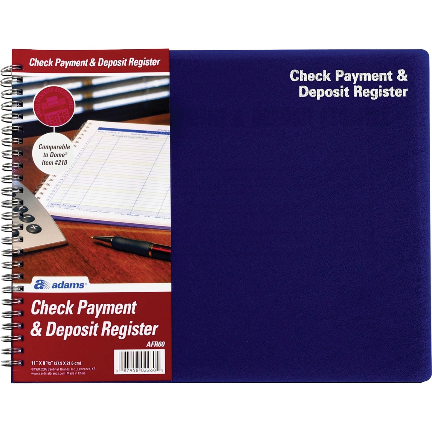 Adams Check Payment and Deposit Register, 8-1/2" x 11", 44 Pages (AFR60), White