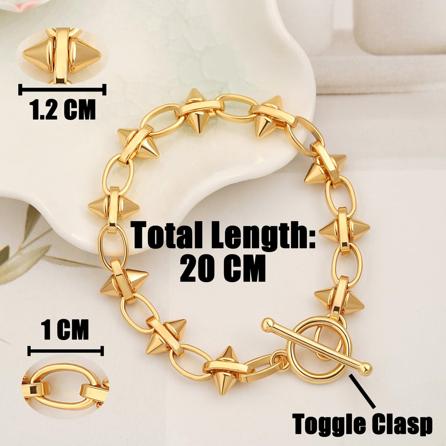 SOFYBJA Dainty 18K Gold Riveted Link Bracelet for Women Personal Oval Link Bracelet Layered Jewelry