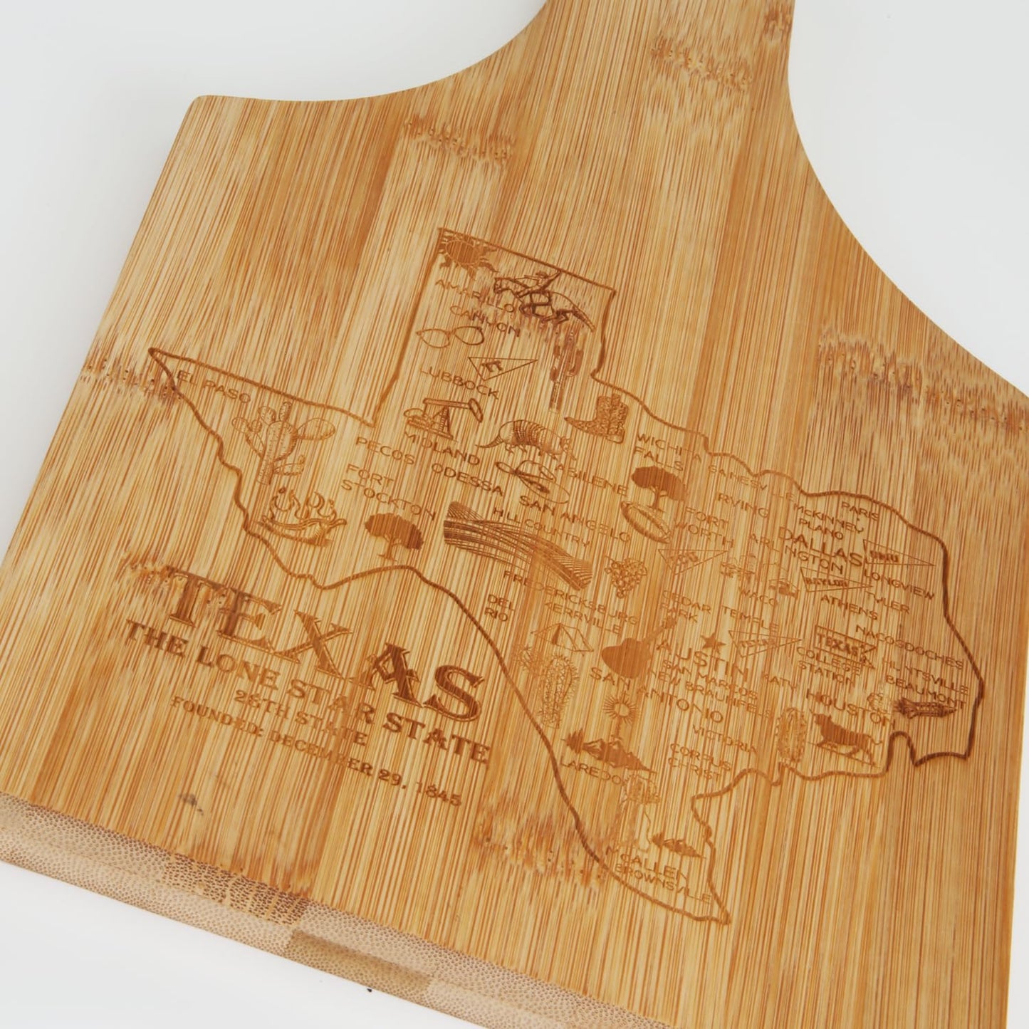 Premium Bamboo State-Shaped Cutting Board Set - USA Map Design, Kitchen Decor, Food Prep Tool, State Pride, Home Chef Essential, Sustainable Wooden Chopping Blocks (Texas)