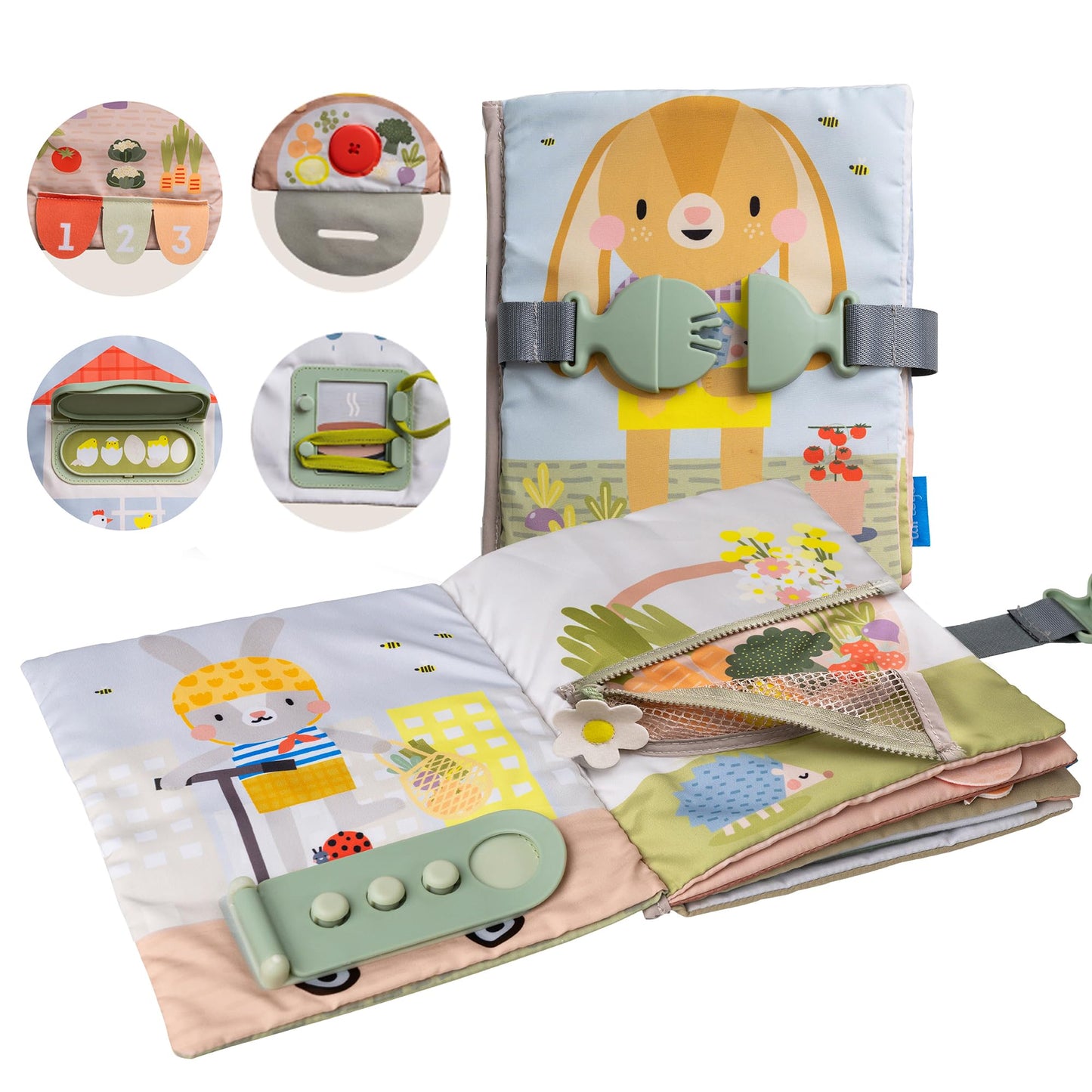 Taf Toys Busy Book for Toddlers 1-3 - Montessori Activity Book with 12 Sensory Learning Activities - Develops Fine Motor Skills and Early Numeracy Through Play