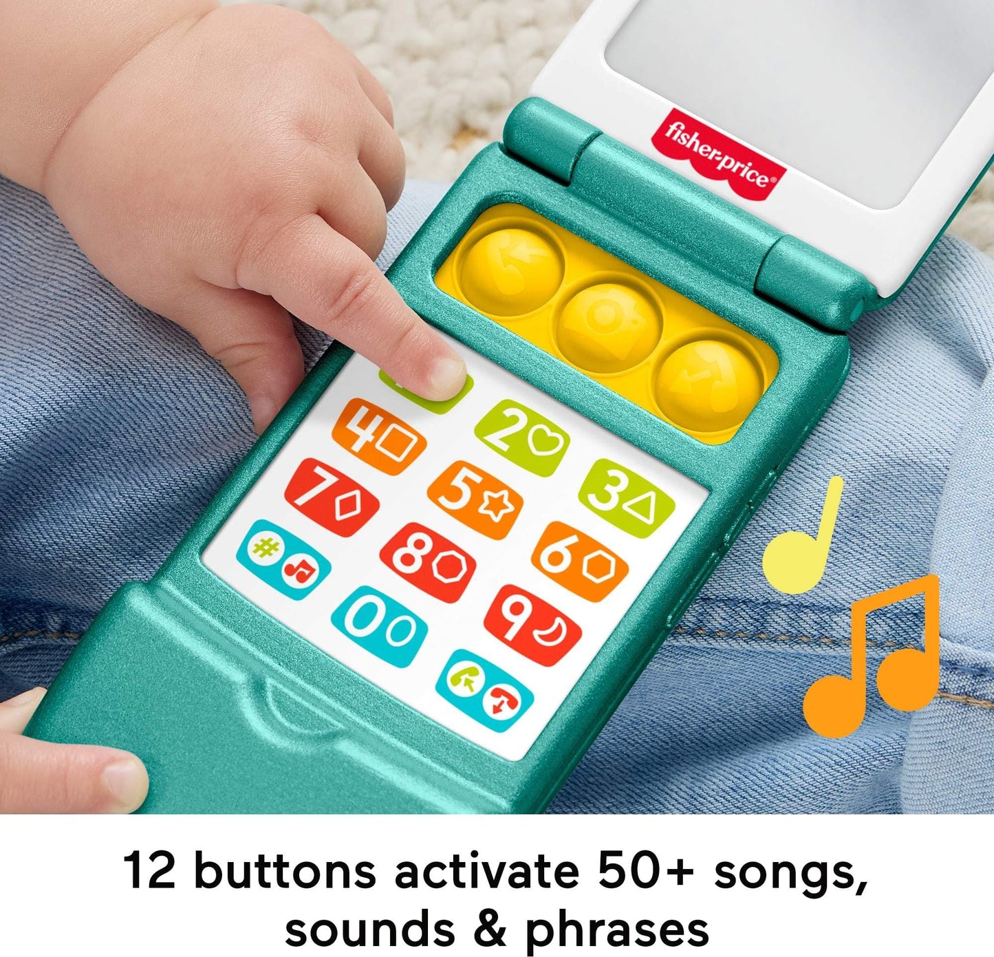 Fisher-Price Baby Toy Flip Phone Laugh & Learn Musical Learning Activity for Toddler Pretend Play Infants Ages 6+ Months