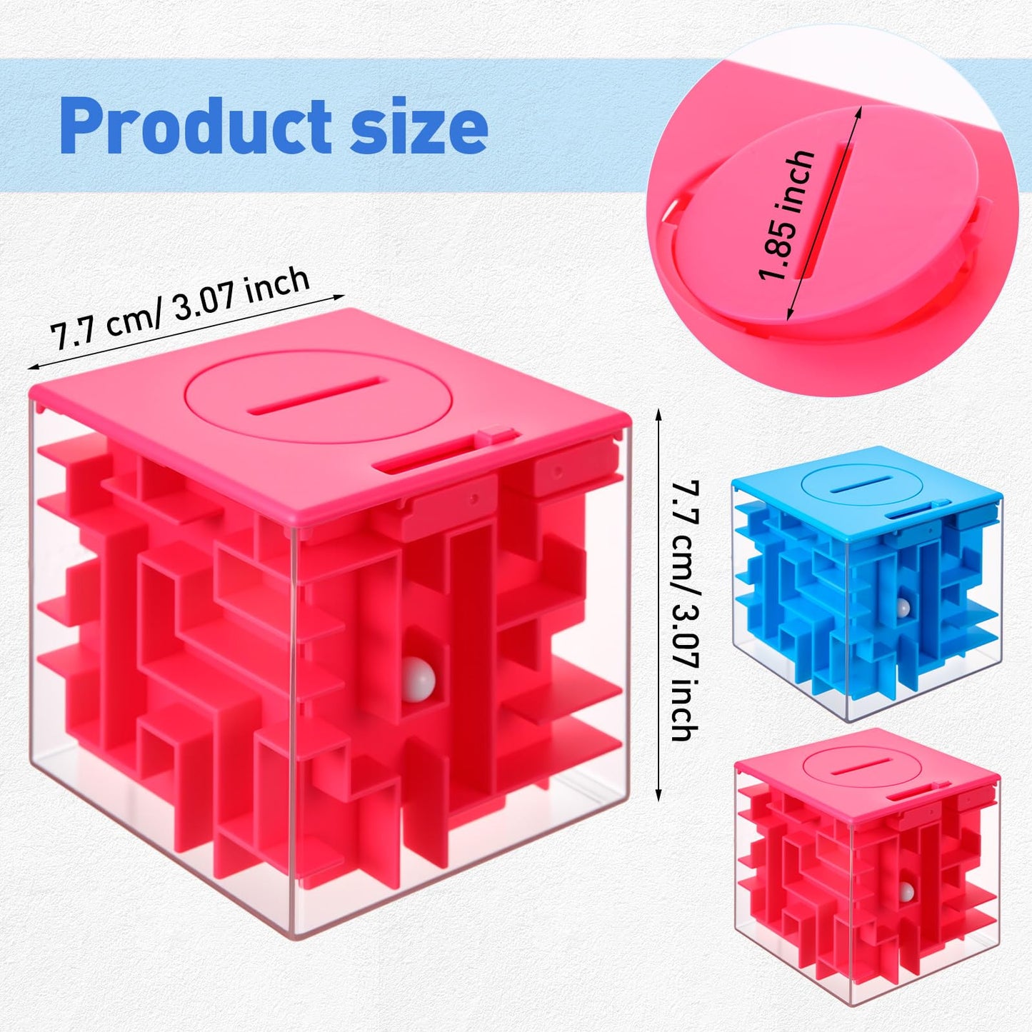 Patelai 2 Pieces 3.03 Inch Money Holder Maze Puzzle Gift Box, Christmas Money Gift Holder Box Fun Maze Puzzle Brain Teasers for Adults (Red, Blue)